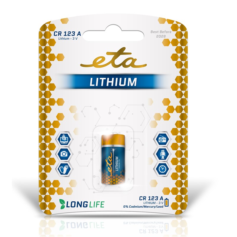 Batéria lítiová ETA PREMIUM CR123, blister 1ks