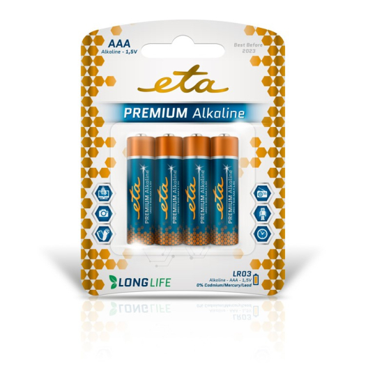 ETA PREMIUM ALKALINE AAA, LR03, blister 4ks