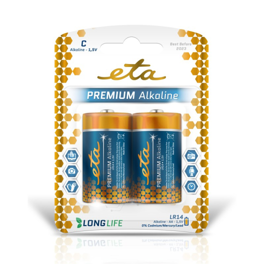 ETA PREMIUM ALKALINE C, LR14, blister 2ks