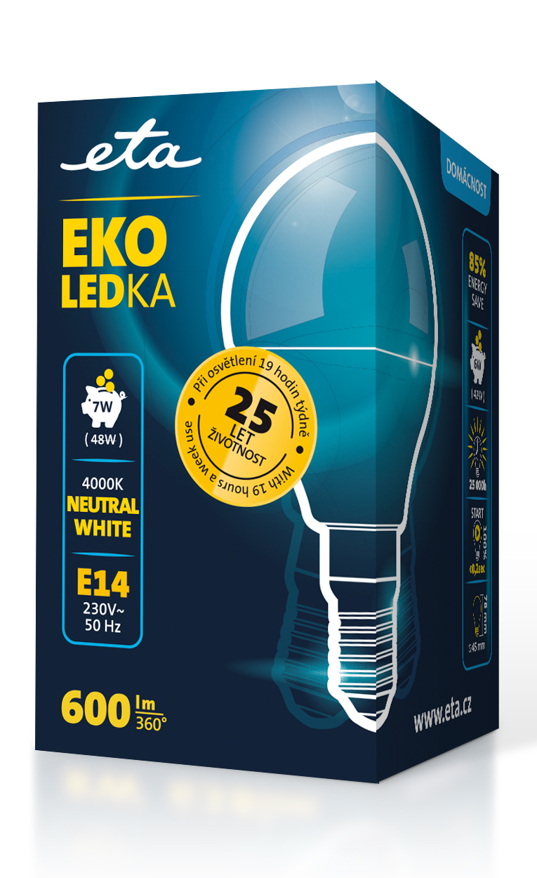 LED žiarovka ETA EKO LEDka mini globe 7W, E14, neutrální bílá