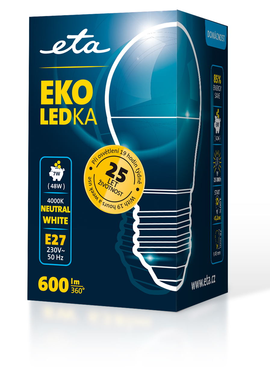 LED žiarovka ETA EKO LEDka mini globe 7W, E27, neutrální bílá