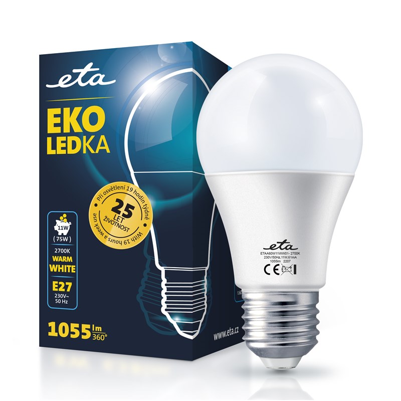 LED žiarovka ETA EKO LEDka klasik 11W, E27, teplá bílá