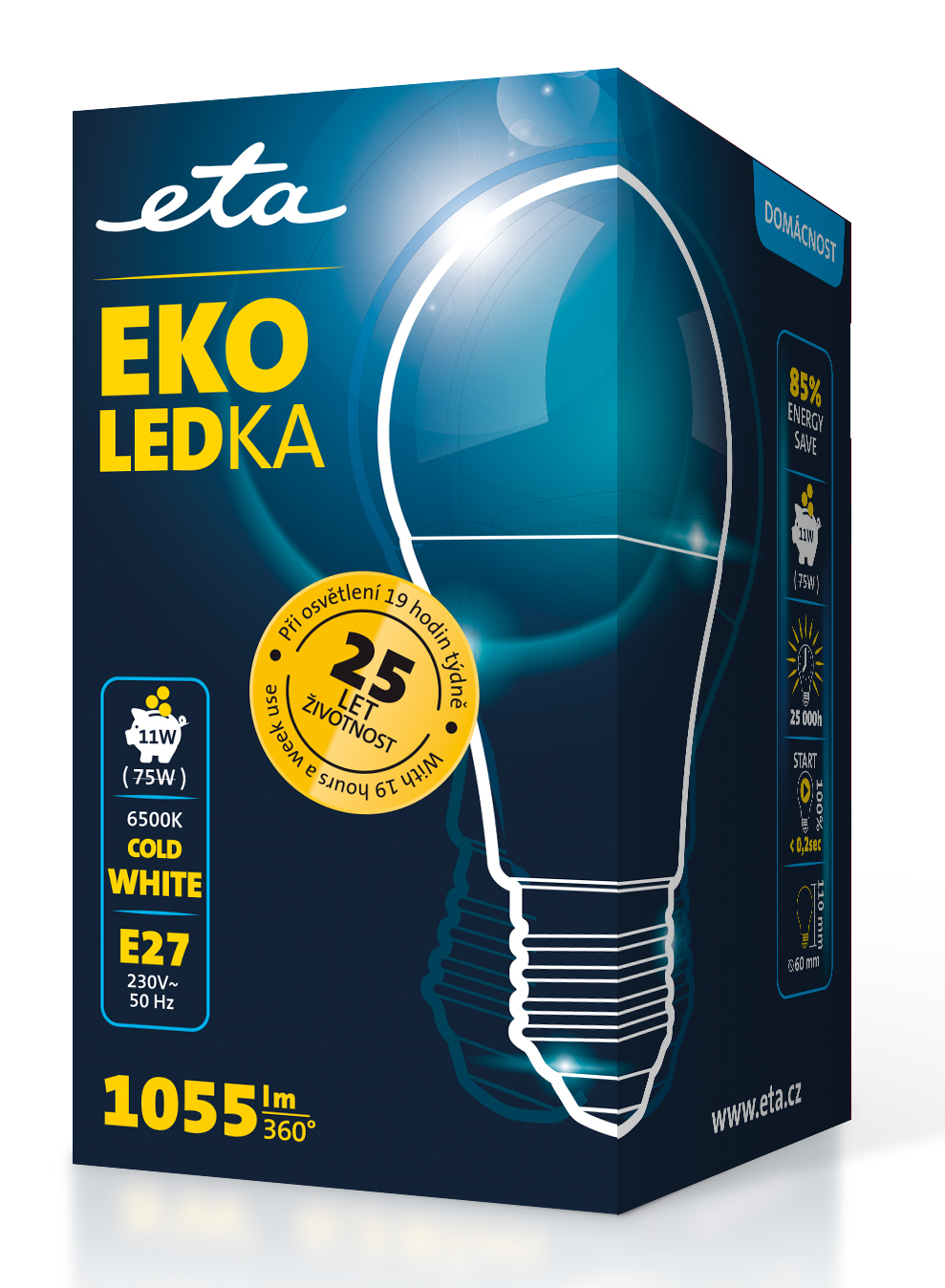 LED žiarovka ETA EKO LEDka klasik 11W, E27, studená bílá