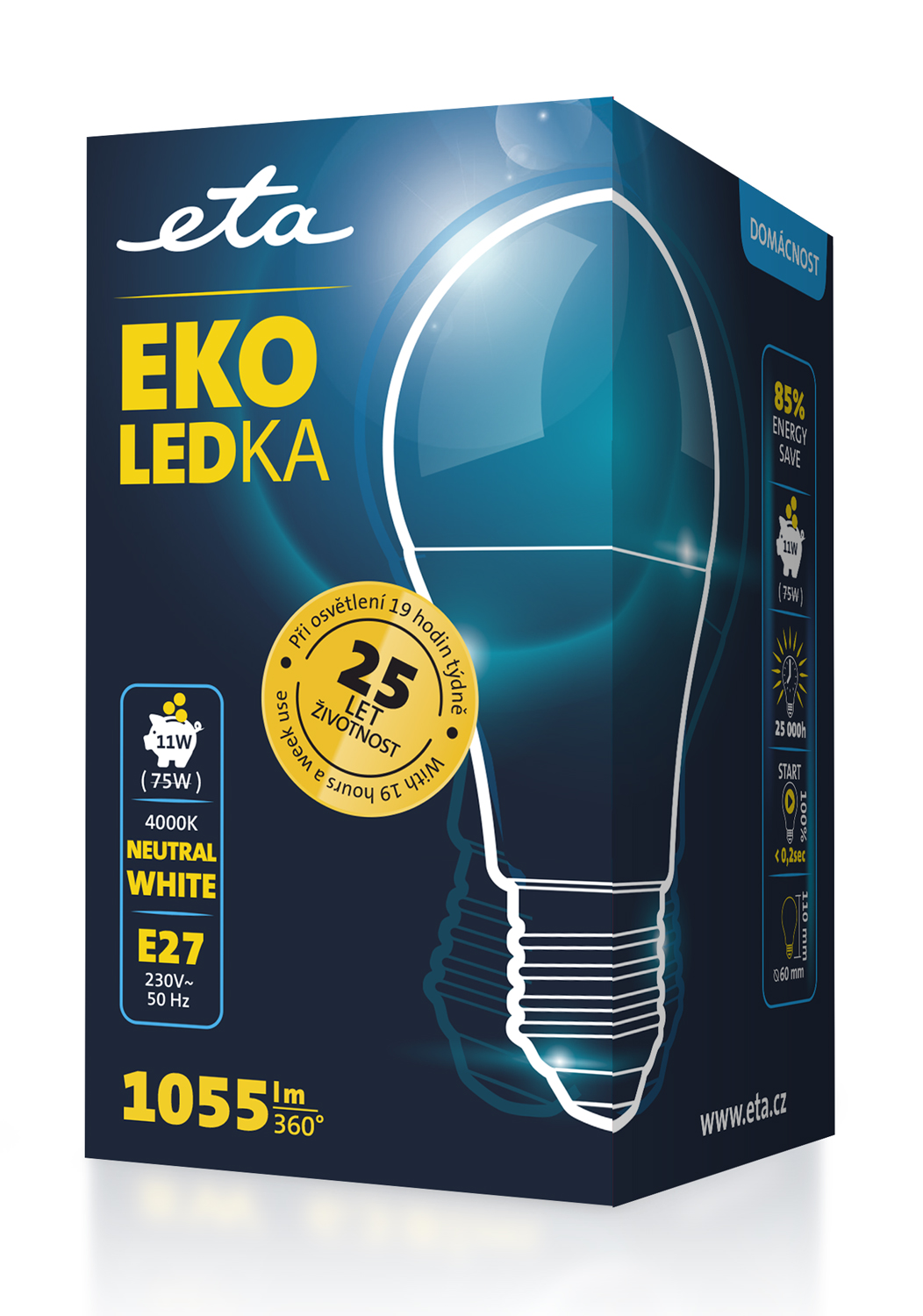 LED žiarovka ETA EKO LEDka klasik 11W, E27, neutrální bílá