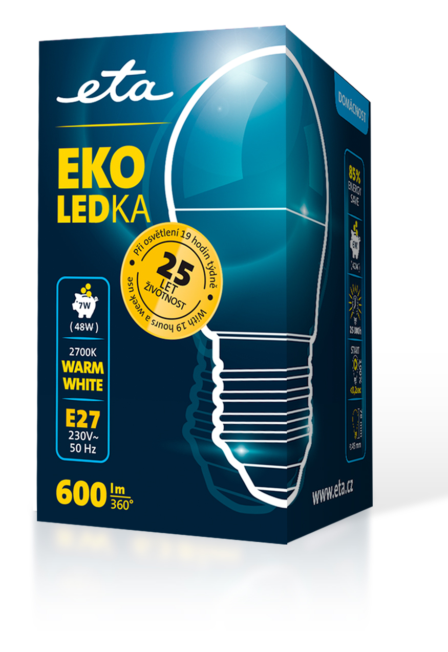 LED žiarovka ETA EKO LEDka mini globe 7W, E27, teplá bílá