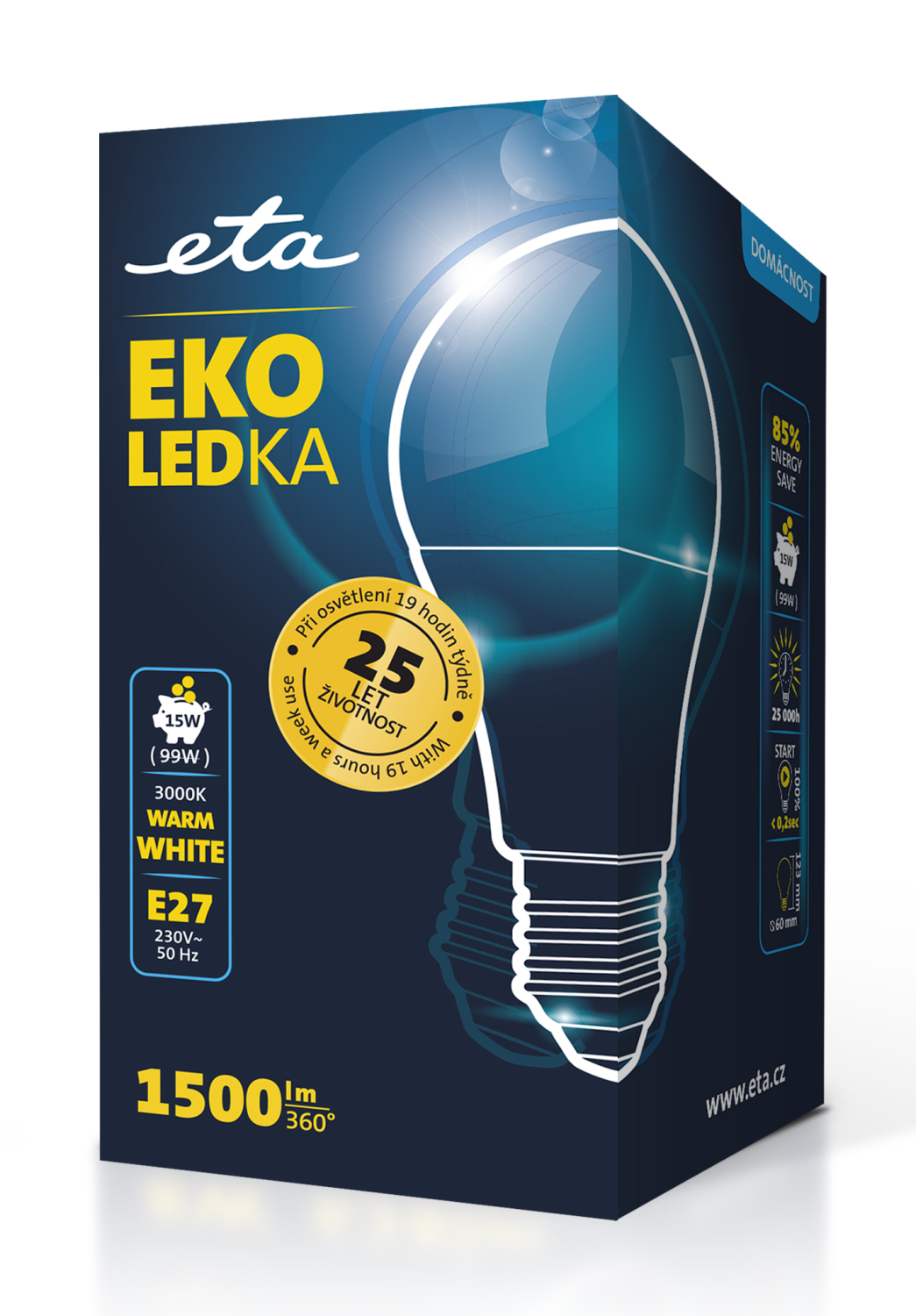 LED žiarovka ETA EKO LEDka klasik 15W, E27, teplá bílá