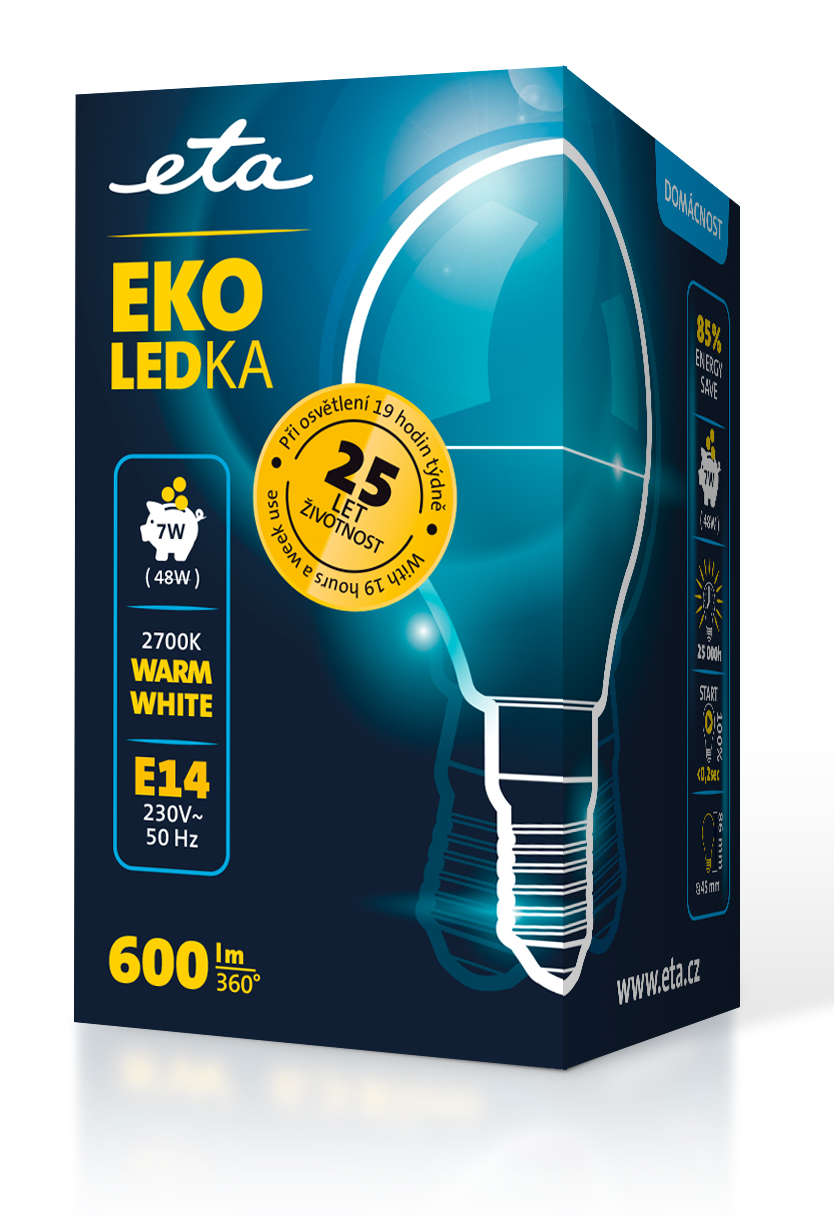 LED žiarovka ETA EKO LEDka mini globe 7W, E14, teplá bílá