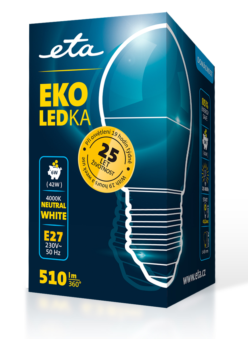 LED žiarovka ETA EKO LEDka mini globe 6W, E27, neutrální bílá