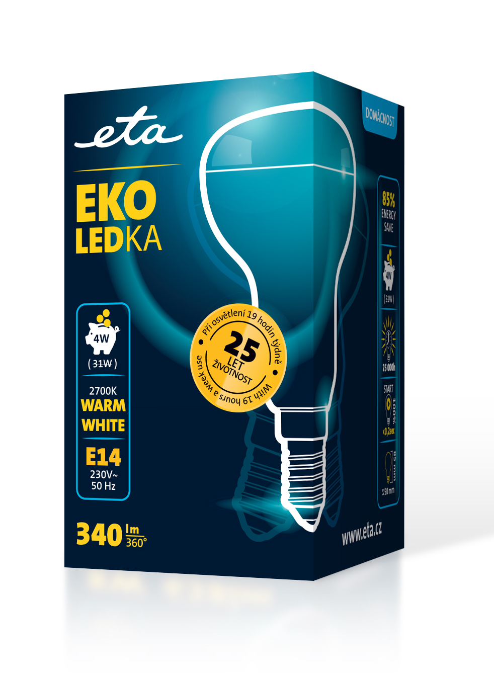 LED žiarovka ETA EKO LEDka reflektor 4W, E14, teplá bílá