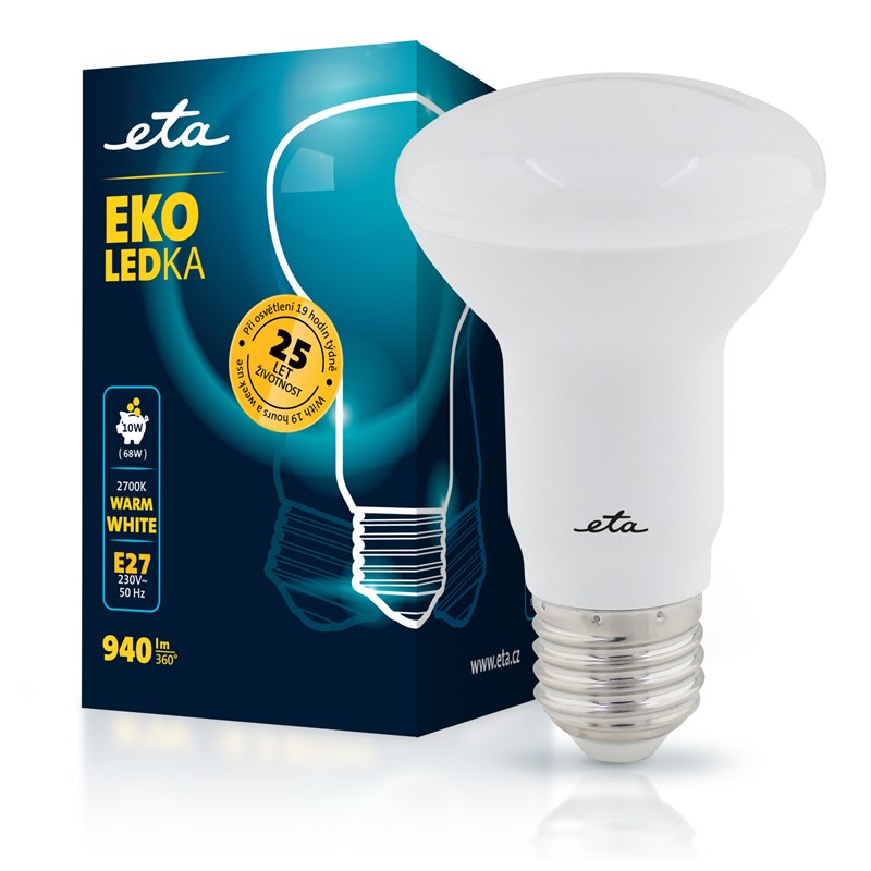 LED žiarovka ETA EKO LEDka reflektor 10W, E27, teplá bílá