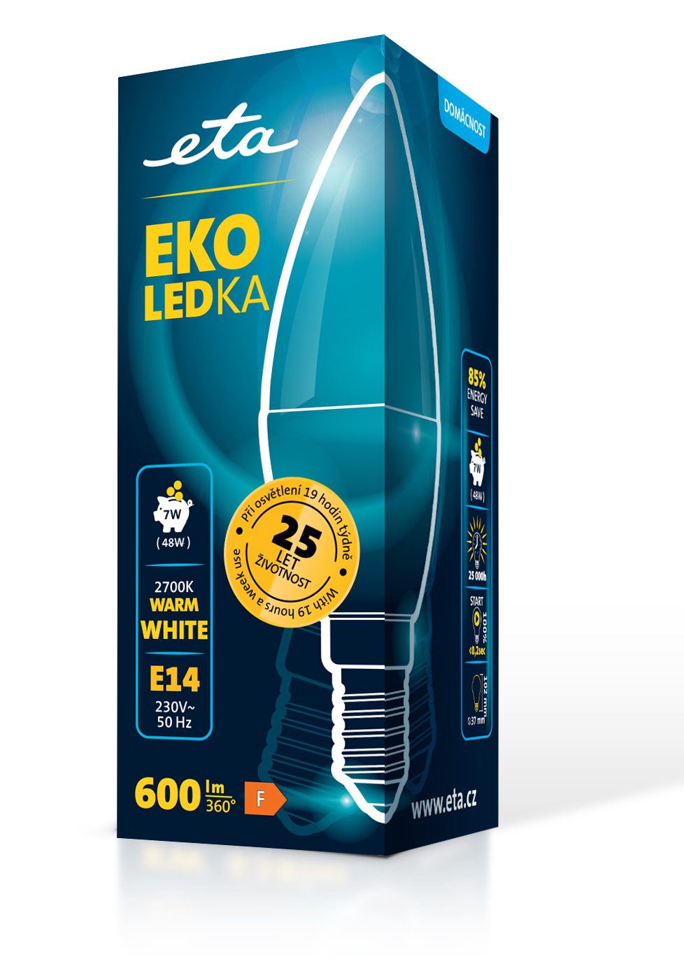 LED žiarovka ETA EKO LEDka sviečka 7W, E14, teplá biela