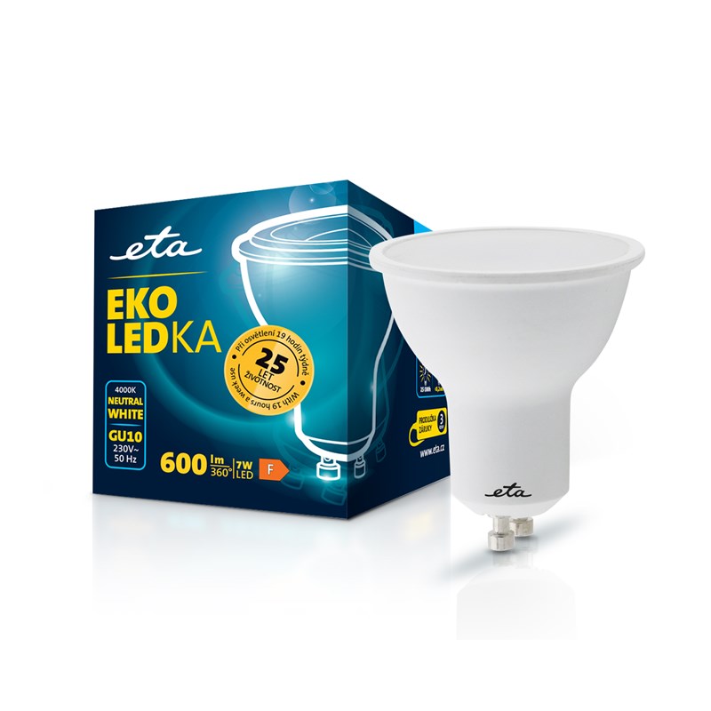 LED žiarovka ETA EKO LEDka bodová 7W, GU10, neutrální bílá