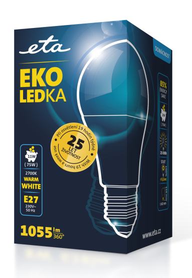 LED žiarovka ETA EKO LEDka klasik 11W, E27, teplá bílá