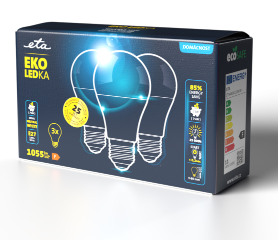 LED žiarovka ETA EKO LEDka klasik 11W, E27, neutrální bílá, 3ks