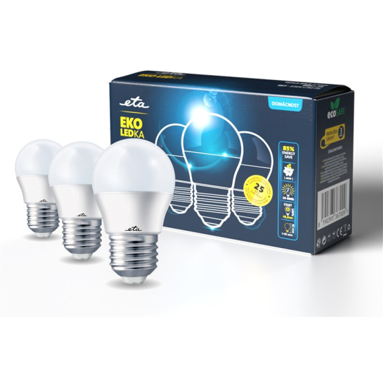 LED žiarovka ETA EKO LEDka mini globe 7W, E27, teplá bílá, 3ks