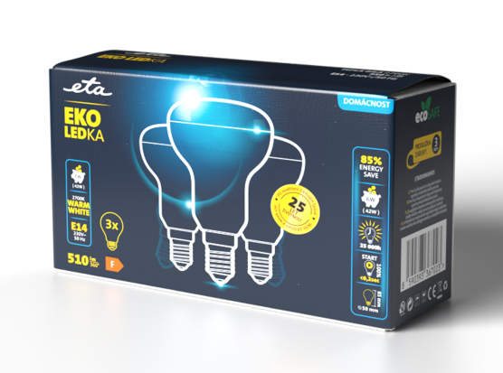 LED žiarovka ETA EKO LEDka reflektor 6W, E14, teplá bílá, 3ks