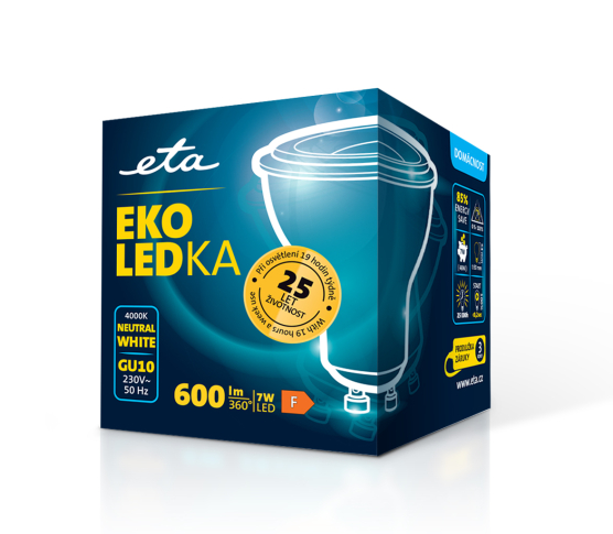 LED žiarovka ETA EKO LEDka bodová 7W, GU10, neutrální bílá